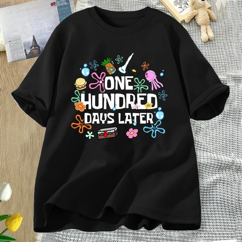 One Hundred Days Later T-Shirt Men Women 100 Days Later of School T Shirt Teacher Tees Casual Cotton Round Neck Tshirt Clothes