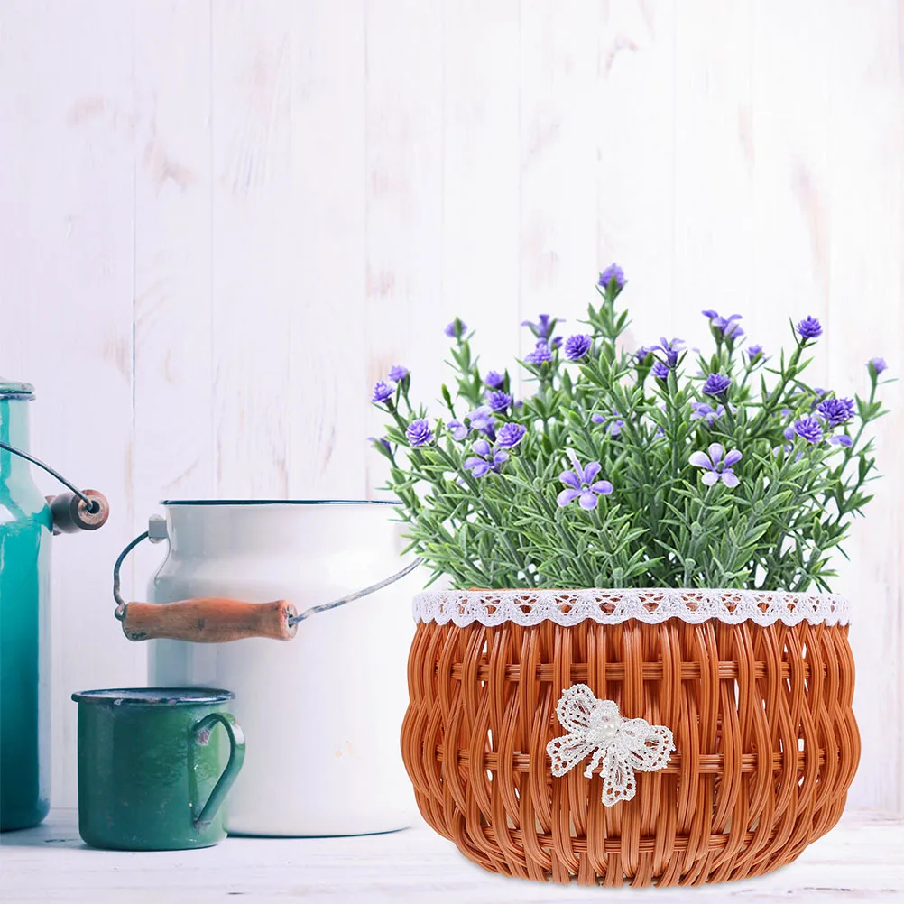 

Rattan Basket For Flower Round Fruit Basket Bowls Round Plant Containers Seagrass Woven Hyacinth Storage Baskets Small Woven