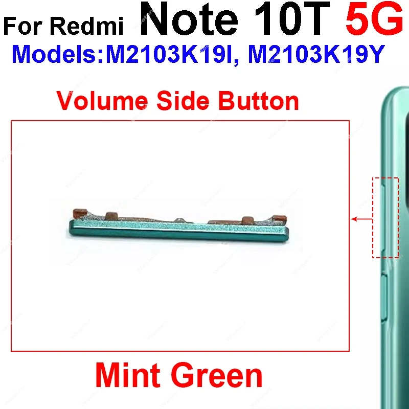 Volume Side Button For Xiaomi Redmi Note 10 10s 10T Pro 4G 5G Up Down Volume Button Power Side keys Repair Spare Parts