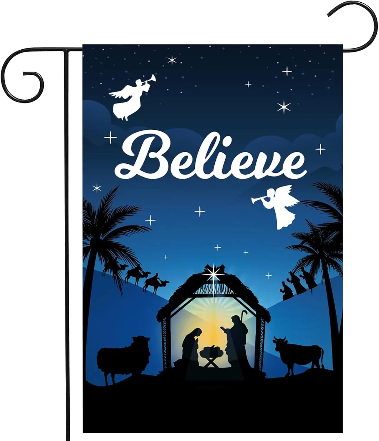 12 x 18 Inches Christmas Winter Believe Jesus Garden Flag Decorations - Double Sided Vertical Rustic Holy Night Farmhouse Holida