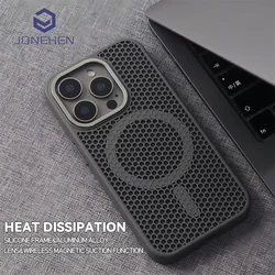 Heat Dissipation Mesh For Magsafe Magnetic Wireless Charge Case For iPhone 16 15 14 Plus 13 12 17 Pro Max Breathable Armor Cover