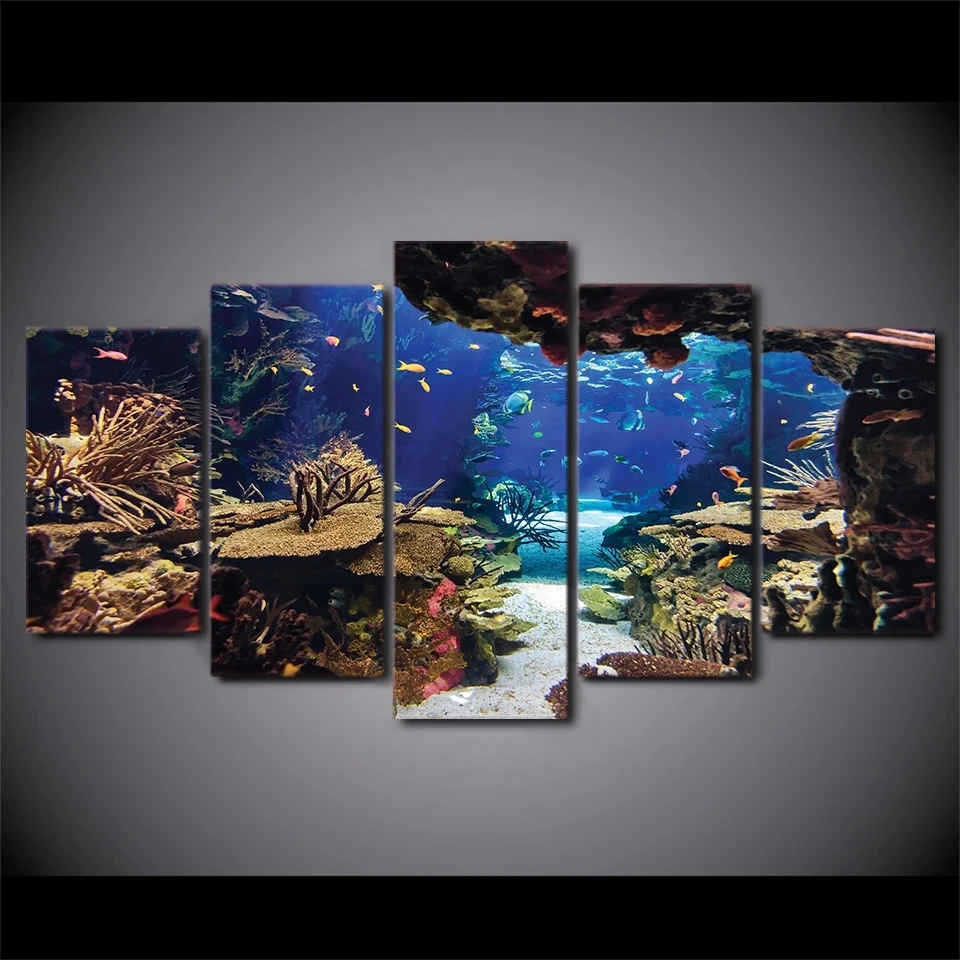 5d Diamond Painting Art Home Decor 5 Panel Sea World Landscape For Living Room Home Decor ation Multi-Picture Diamond ricamo