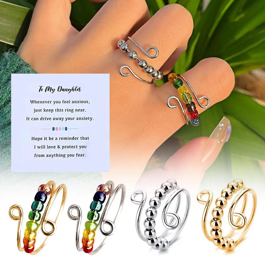 Rotating Colorful Opening Adjustable Rainbow Beads Hand Wound Anxiety Rotation Fashion Decompression Gifts For Wo T1r5