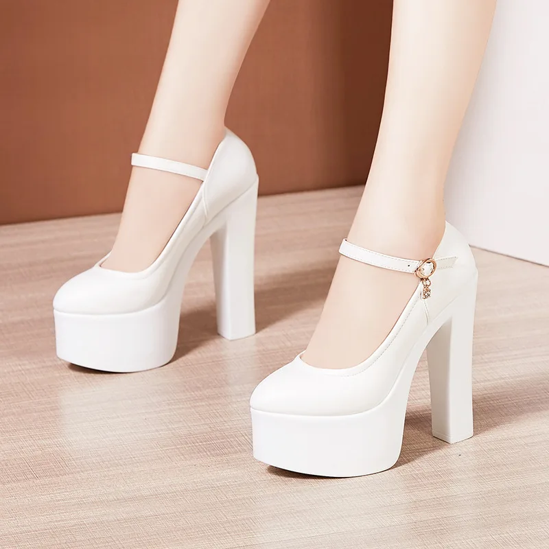 15cm  Sexy Extreme Block High Heels Shoes for Dress Model Party Wedding 2026 Shallow Thick Bottom Platform Pumps