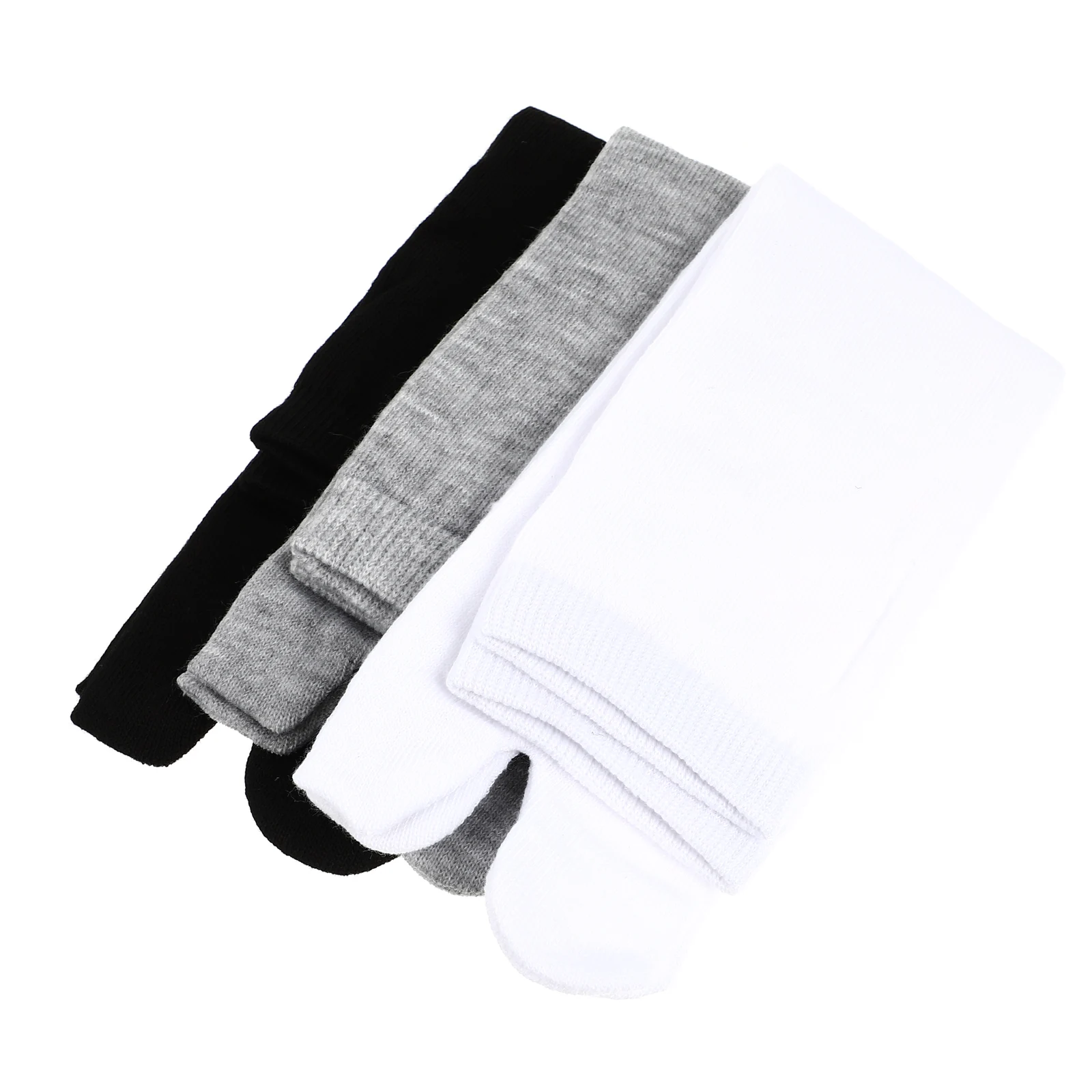 

3 Pairs Mid-calf Tabi Socks Unisex Black White Grey Cotton 11 1 Inch 28 Cm Size 2 5 UK Deodorizing Sweat Absorption