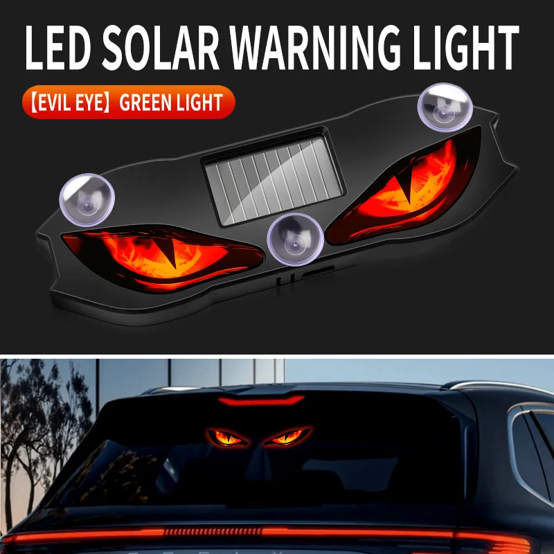 Image of 1 Stück Solar-Auto-Teufelsauge-Fensterlicht LED Dynamische Stimmungsleuchte Fahrzeug-LED Dynamisches Ausdrucks-Warnlicht Keine Verkabelung Erforderlich