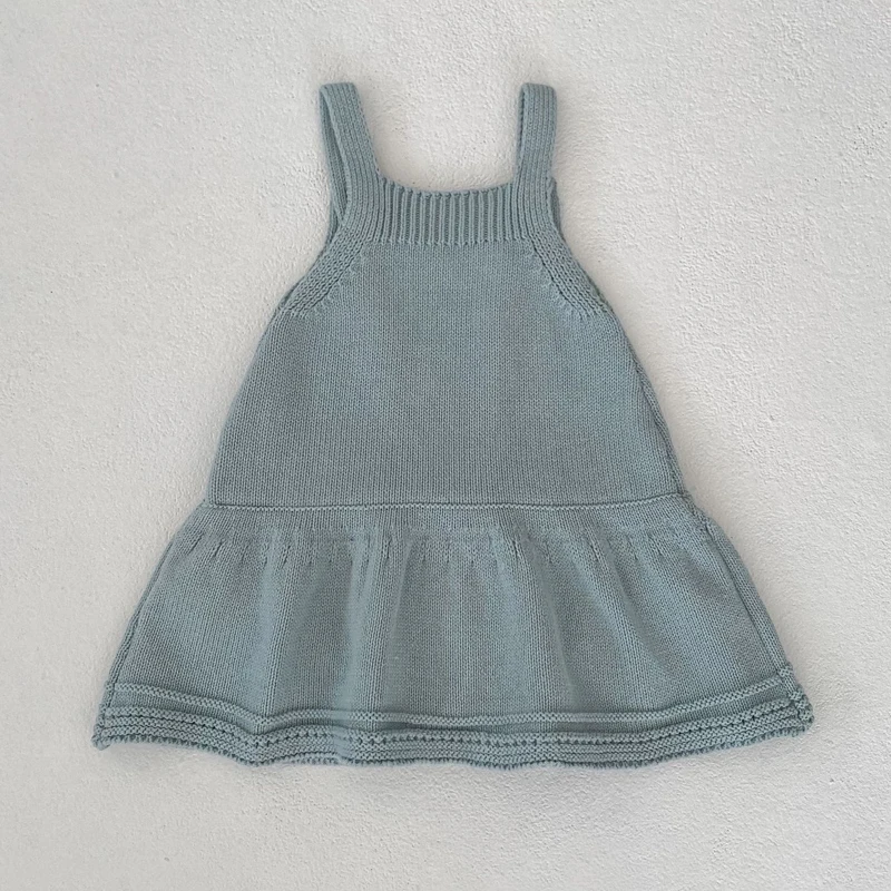 New autumn baby clothing, 0-3 year old girls, daisy embroidered hollowed out knitted camisole skirt