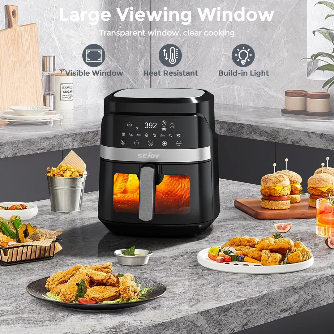 Sejoy Air Fryer 8-in-1,6 Quart Electric Hot Fryer Oven Oilless Cooker,Roast, Bake, Plus Bake,Dehydrate, and Keep Food Warm view 6