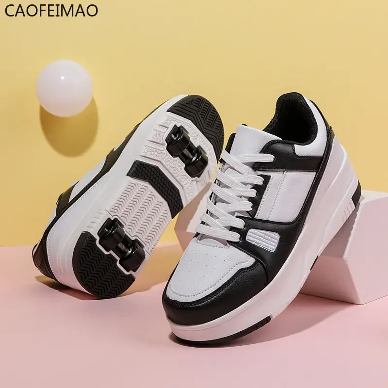 Caofeimao Roller Skate Shoes Kids Autumn 2023Children Fashion Casual Sports Toy Gift Games Boys 4 Wheels Sneakers Girls Boots