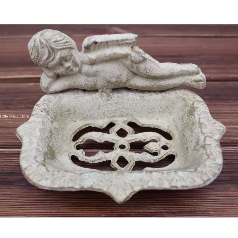 Handmade Cute Angel Soap Box Cast Iron Process Drainage and Bathing Products Creative Home Accessories   Home Decor