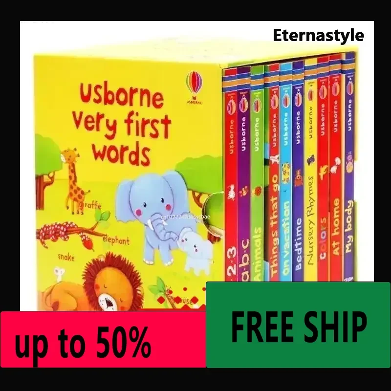 Hot Libro book 10 Books/Set USborne Very First Words Board Book Educational Toys For Children English Books For Children Baby En