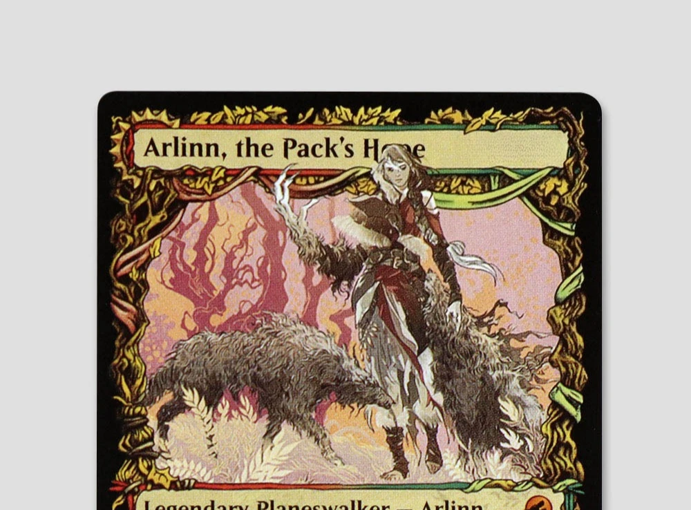 

[Arlinn, the Pack's Hope] Holo TCG Magical Proxy Cards Black Top Quality Proxy Gathering Board Playing Game Trading Cards Proxy