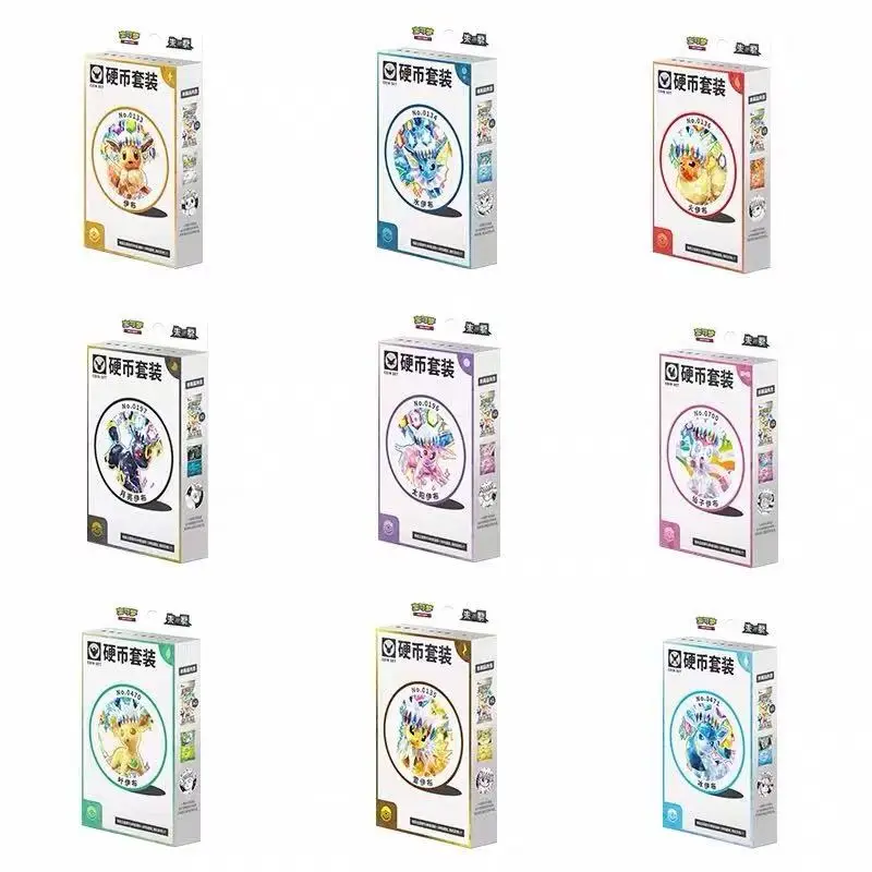 Eevee Münzset-Box Vereinfachtes Chinesisches Pokémon Sammelkartenspiel CSV9.5C Sylveon Spezielle Illustration Seltener Edelstein-Pack