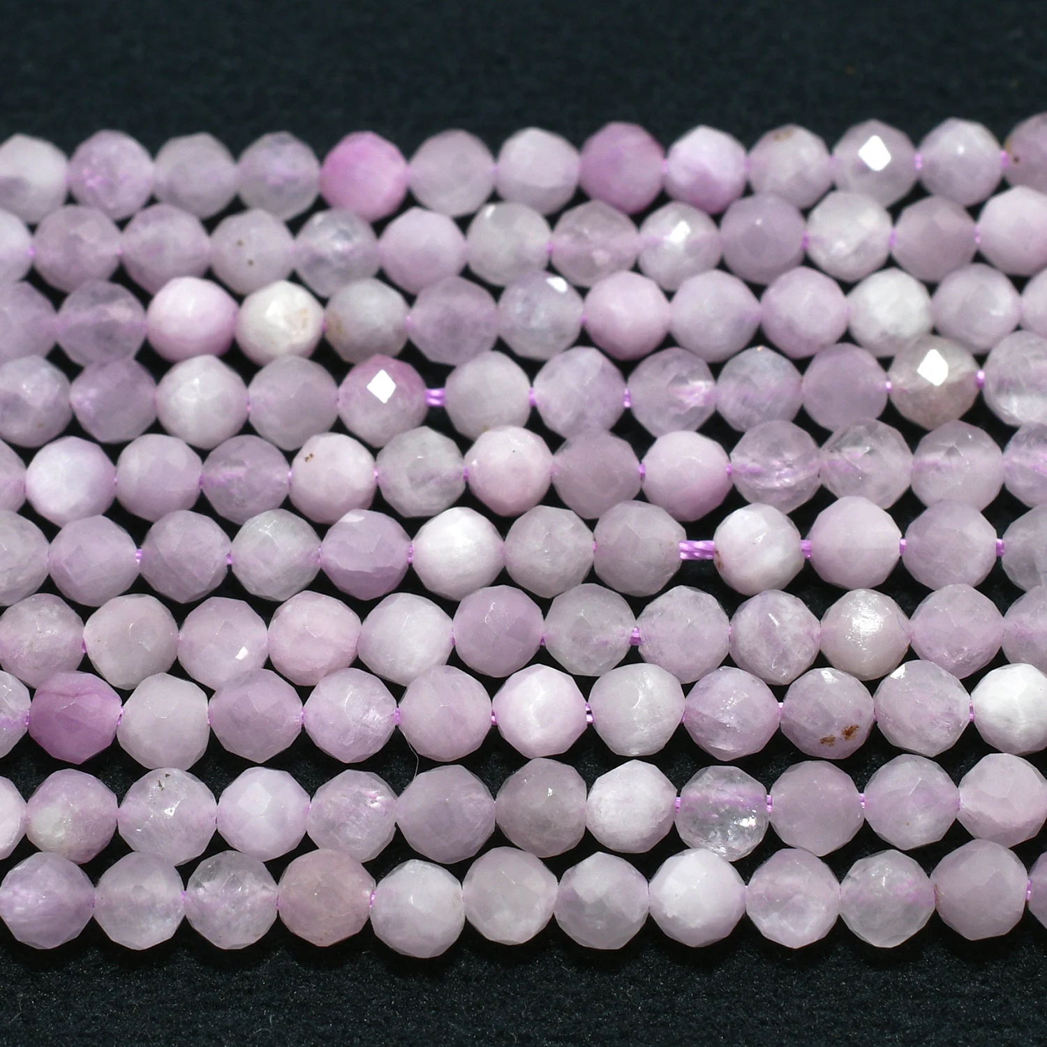 Natural Kunzite Faceted Round Beads 3.6mm, With Slight Defect