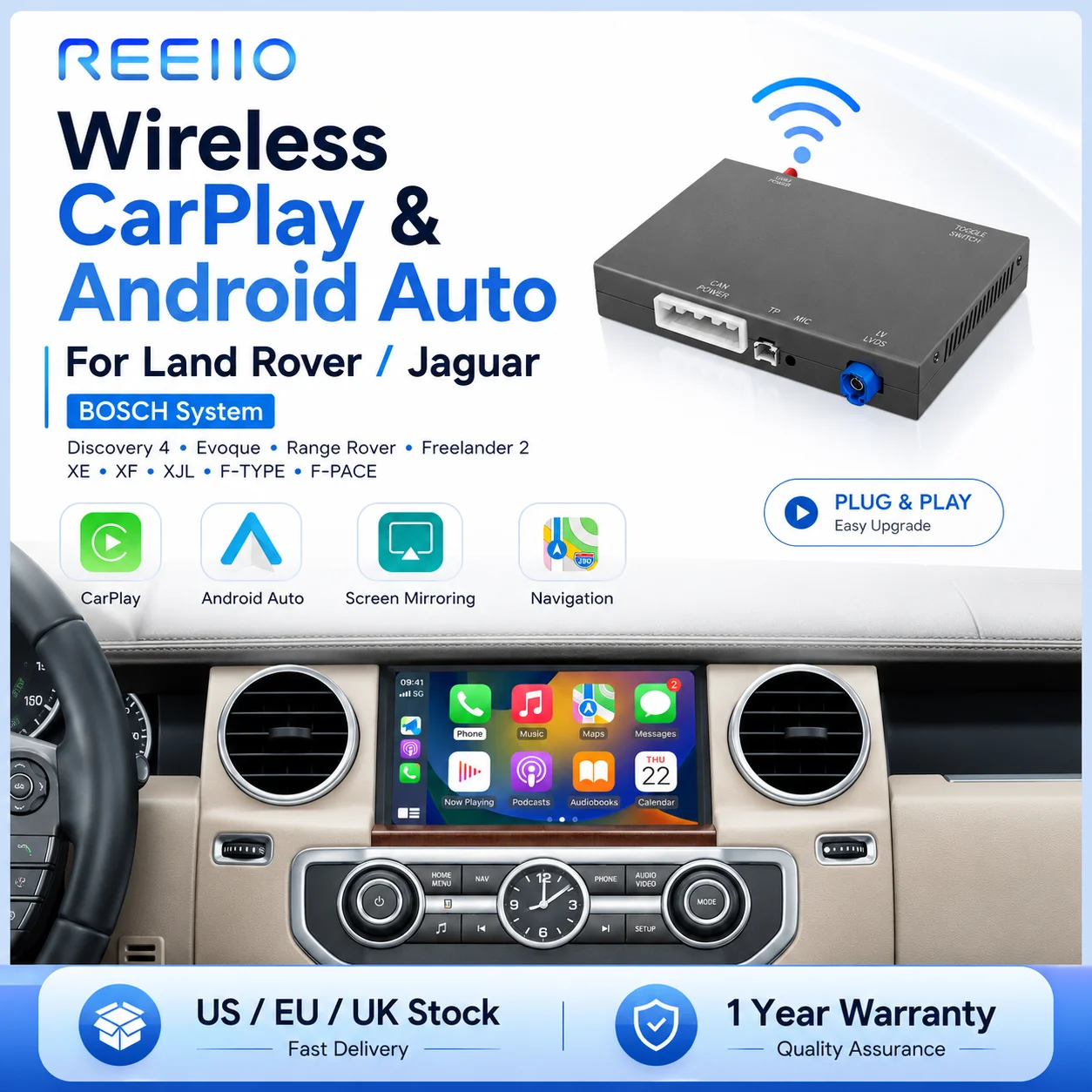 Wireless CarPlay Android Auto For Rover Discovery 5 Evoque Discovery Sport Jagua XE XF Bosch Harman Host with BT GPS Decoder