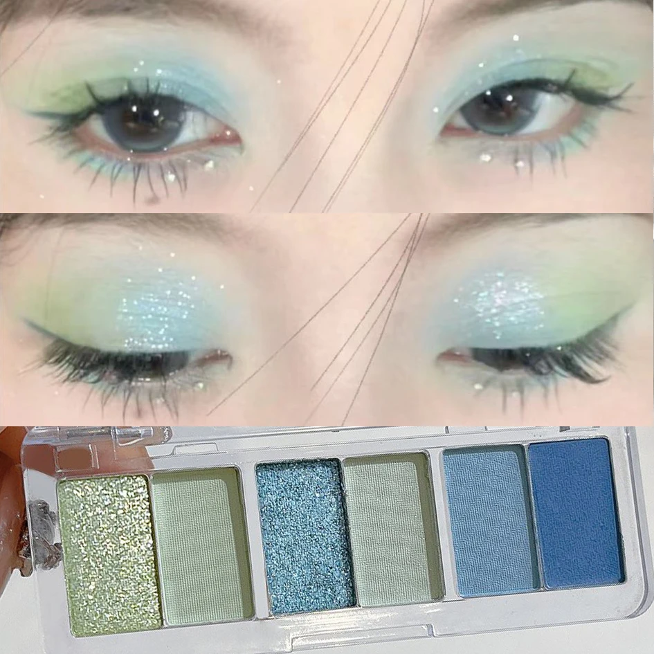 Palette de Fards à Paupières Scintillants, Punk, Rose, Coréen, Pigment pour les Yeux Imperméable, Maquillage Nacré Durable, Bleu Vert Lisse