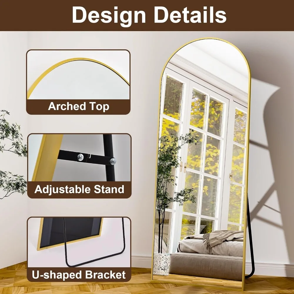 مرآة بإطار من الألومنيوم كاملة الطول مثبتة على الحائط للحمام وغرفة المعيشة، مثالية لديكور المنزل وعاكس كامل الجسم