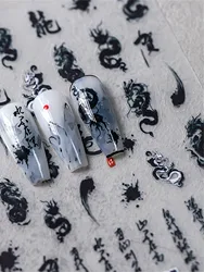 1pcs 5D Noble Chinese Dragon Nail Sticker Ancient Totem New Year Embossed Self Adhesive Nail Art Sticker Manicures
