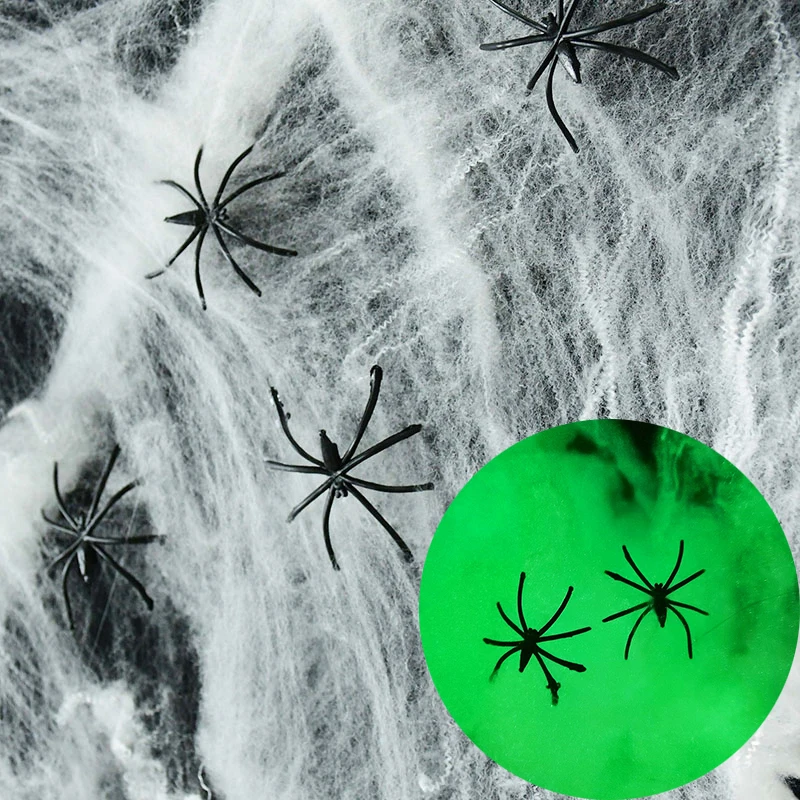 

20/40/60/100g Halloween Stretchy Spider Web Cobweb Cotton Halloween Decoration For Bar Haunted House Scary Party Decor Props