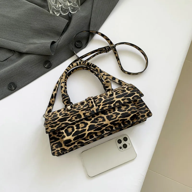 French Style Hand Bag For Women New Brown Black Leopard Handbag Clutch Bag Female Vintage PU Leather Crossbody Bags Wholesale