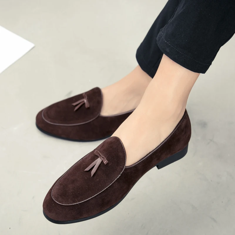 Leather Shoes for Men Slip On Soft Shoes Man Comfortable Casual Men Suede Loafers Moccasins Driving Shoe Male Rubber Sole