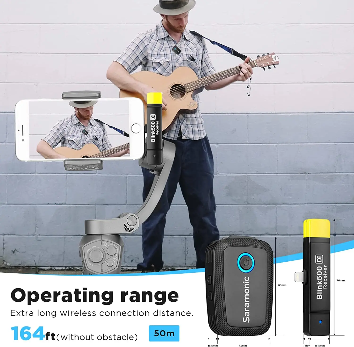 Saramonic Blink500 Microfone de lapela sem fio para iPhone Android PC Computador Smartphone DSLR Streaming Gravação de Youtube