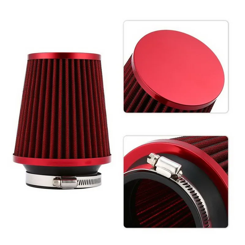 Universal Sports Car Air Filter 76mm 3 Inch H:90mm High Flow Car Cold Air Intake Filter Aluminum Non-woven Fabric Rustproof