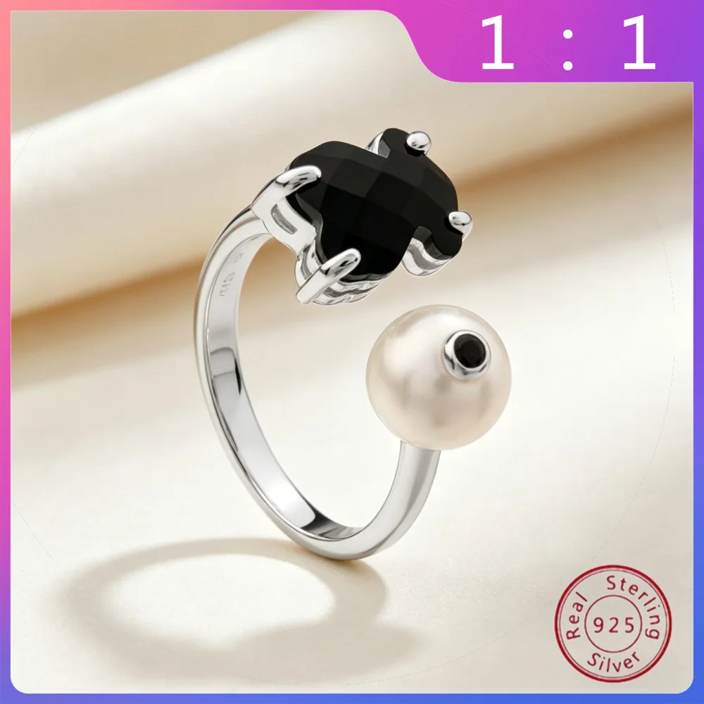

S925 Sterling Silver Fashionable Bear Ring for Women, Daily Accessories, Parties, Agate Bear Pattern