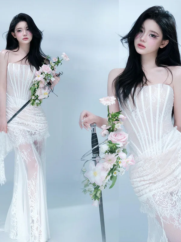 

New Vintage Chinese Style Photography Studio Theme Off-Shoulder Girl Spring Portrait Shooting Beautiful Costume Dress
