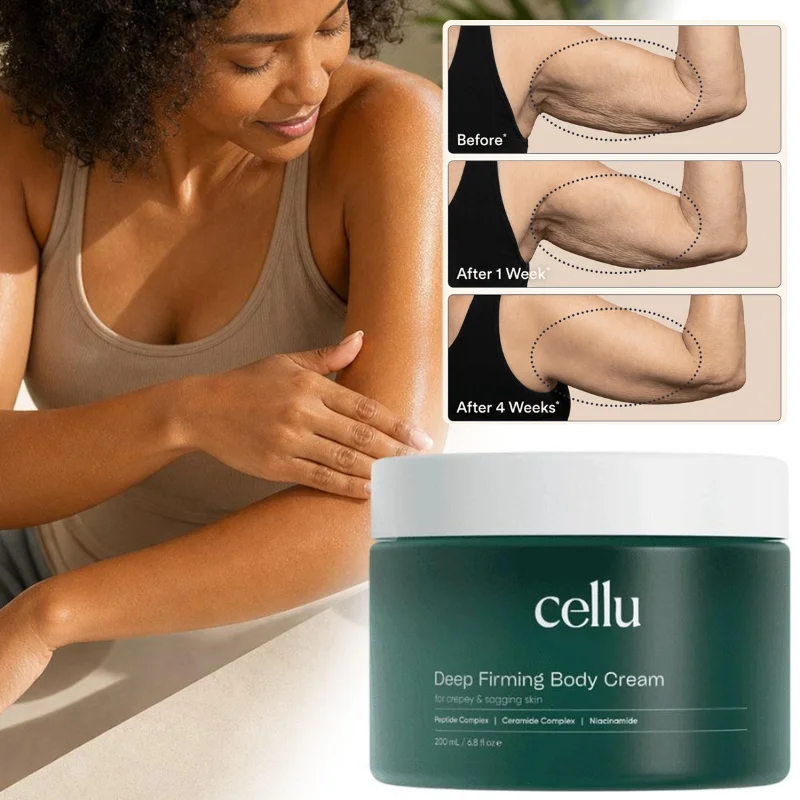 Cellu Body Firming Cream Niacinamide Peptide Ceramide Formula Deep Hydration Improve Crepey Sagging Skin Body Moisturizer
