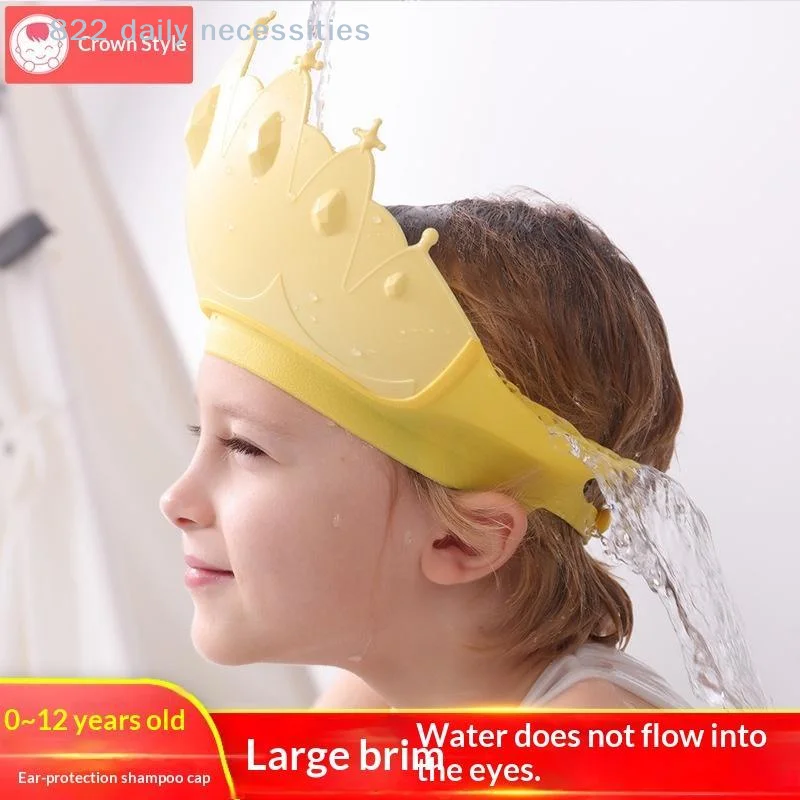 Casquette de bain imperméable pratique pour bébé, réglable, motif dessin animé, visière de bain réutilisable, protection des oreilles pour enfants, utilisation à domicile