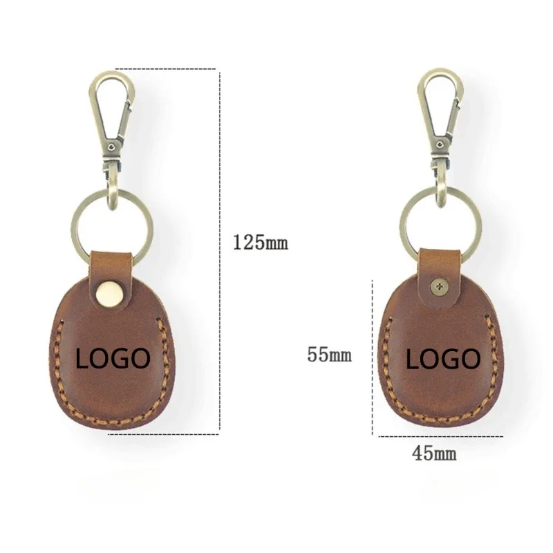 Funda de llavero de cuero genuino personalizada para Airtag, llavero de tarjeta Retro Vintage personalizado, anillo grabado con láser, regalo