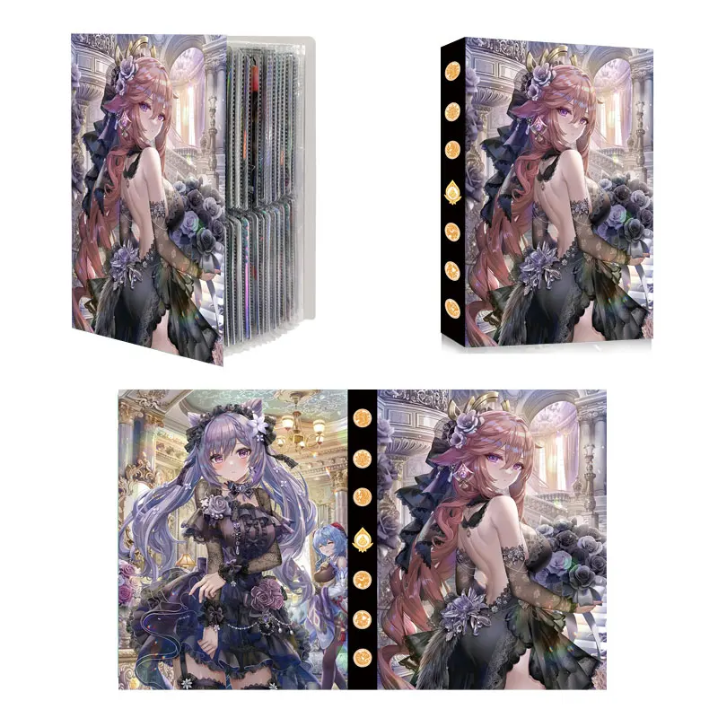 240PCS Card Album Anime Genshin Impact Hu Tao Beelzebul Card Book Anime Map Letter Holder Binder Notebook Collection Folder Toys