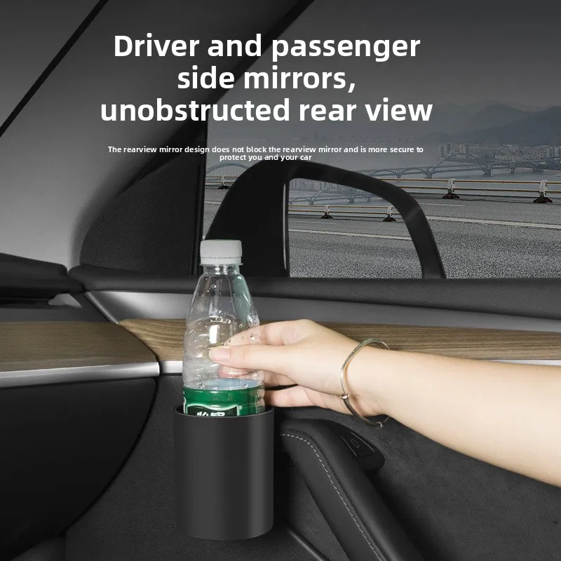 4Pc Car Door Cup Holder for Tesla Model 3/Y Door Storage Organizer with Cup Holder & Tray Screwless/Snap-on Installation