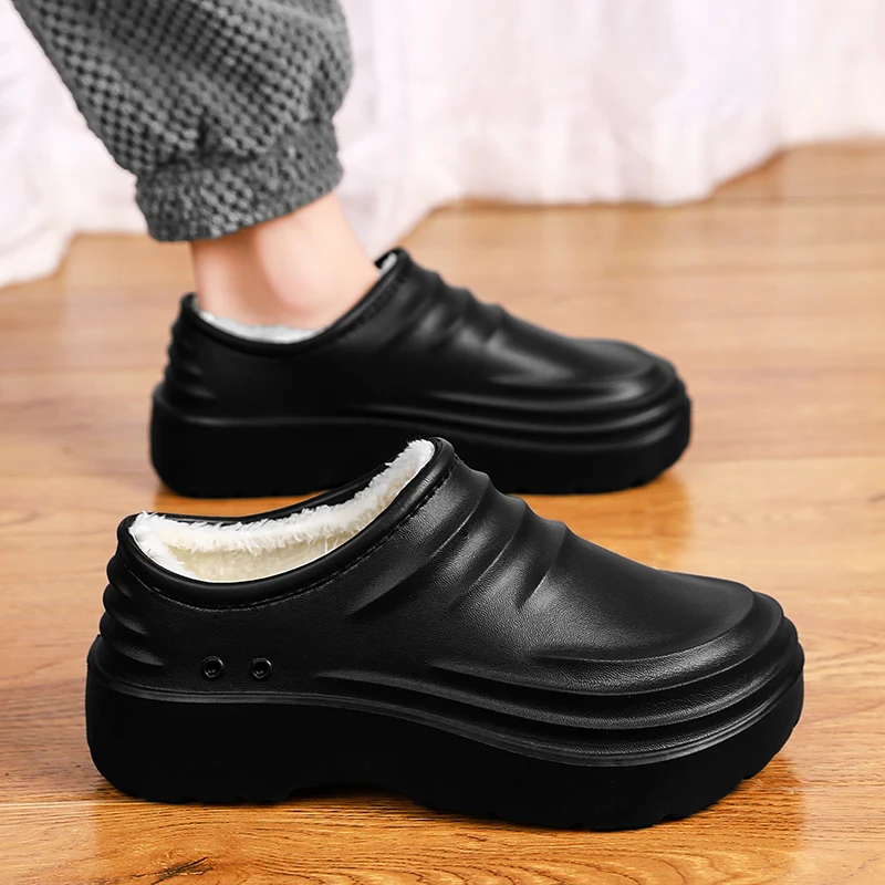 Waterproof Cotton Chef Shoes for Men Anti-Slip Work Footwear Warm Comfortable Kitchen Specialized Shoes with EVA Outsole Size 46