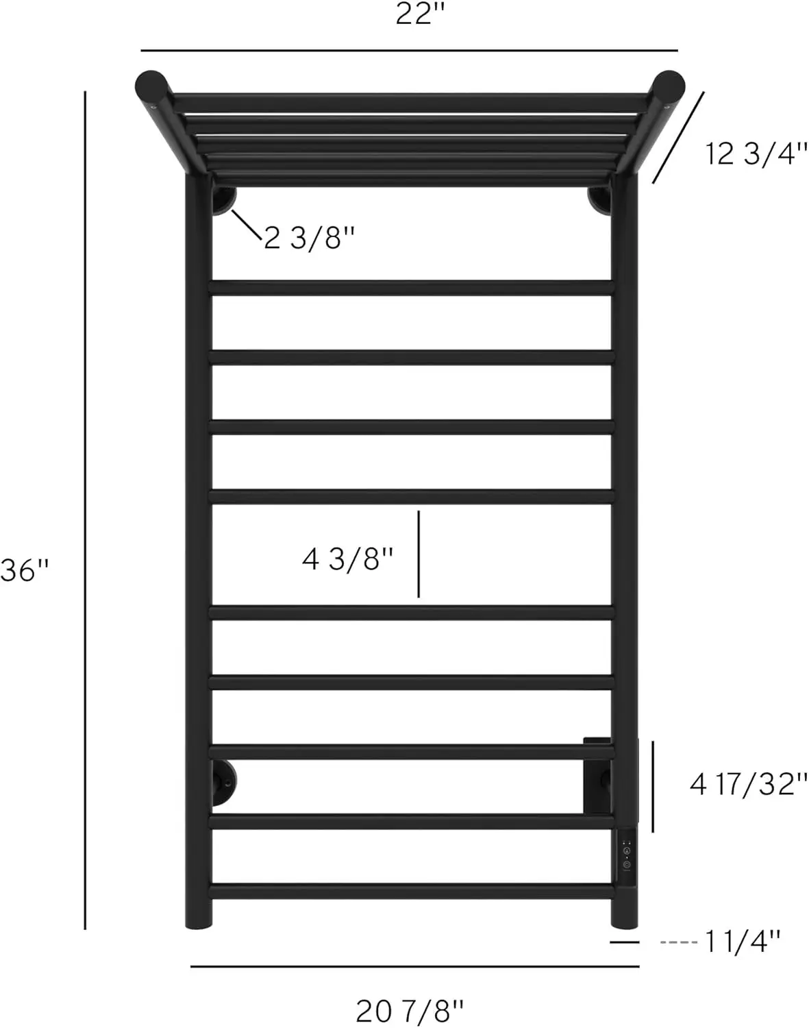 Handtuch wärmer mit Timer | eingebauter Timer mit LED-Anzeigen | 3 Timer-Modi: Ein/Aus, 2 h, 4 h | Wand montage