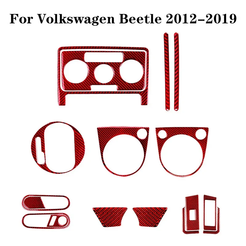 

For Volkswagen VW Beetle 2012 2013 2014 2015 2016 2017 2018 2019 Carbon Fiber Red Stickers Car Interior Decorative Accessories