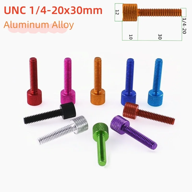1~5pcs Unc 1/4-20x30mm Aluminum Alloy Colorful Knurled Thumb Screws Computer Chassis Side Panels Diy Knurled Hand Tighten Screws