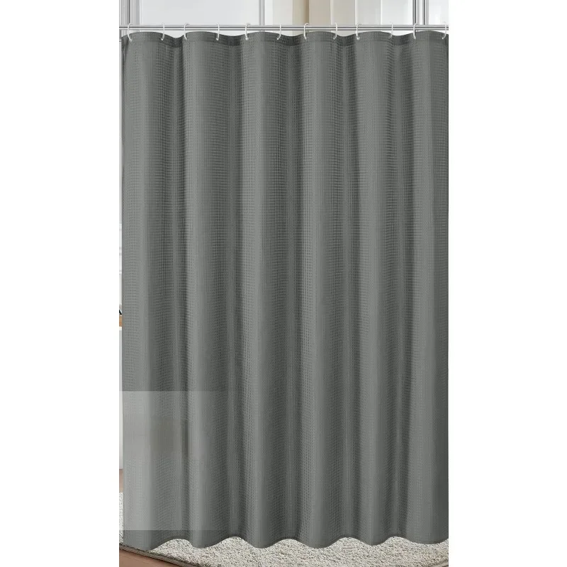 2024 Curtain Bathroom Bathroom Punch-free Shower Curtain Fabric Plain  Waterproof and Mildew-proof Polyester Shower