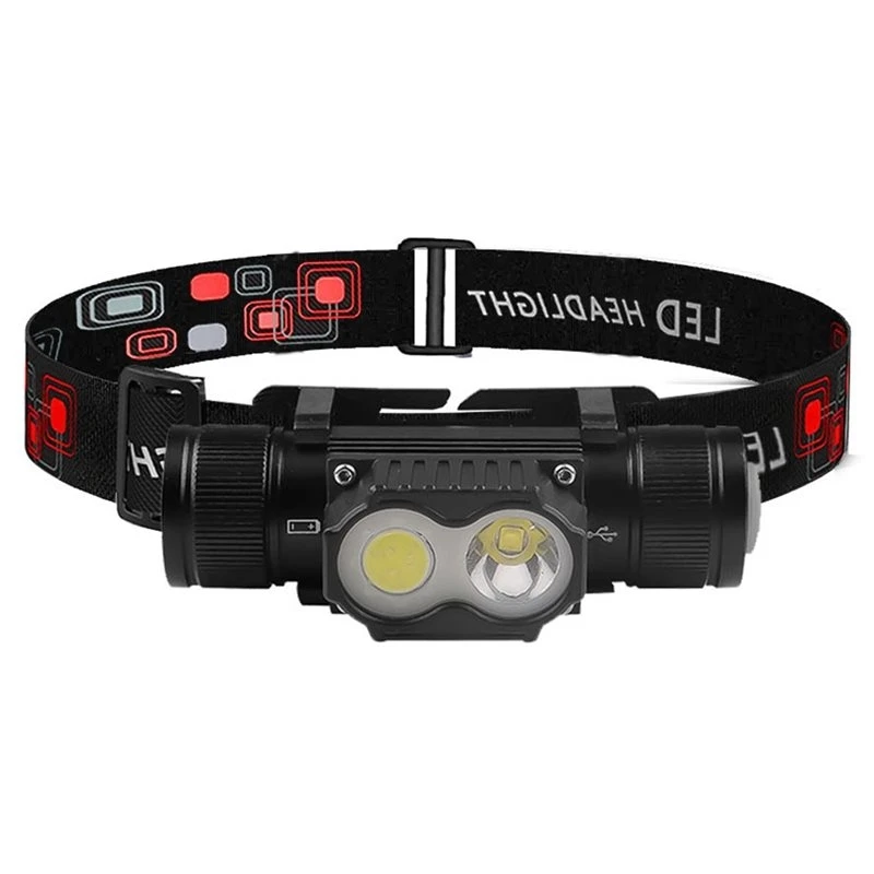 My Home LED Headlamp Type-C Rechargeable White& Red Light 18650 Flashlight With Memory Function For Camping For Fishing Hunting