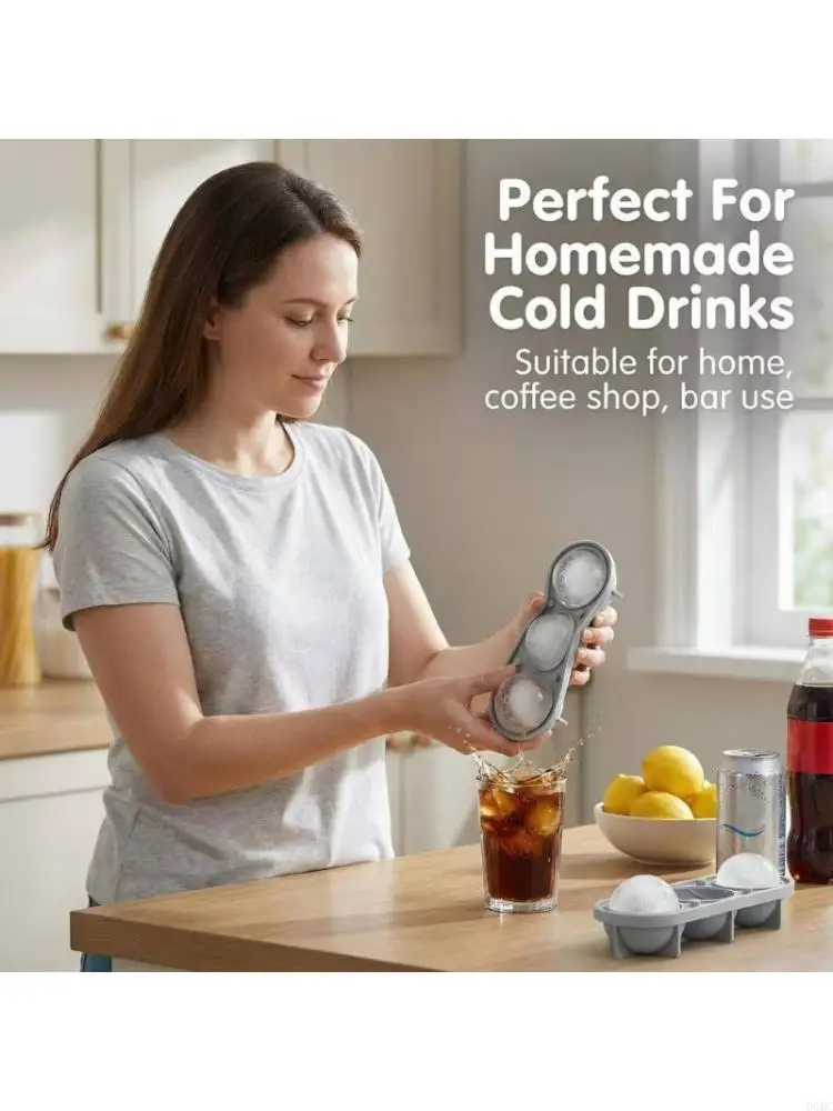 3D Tennis Ice Ball Maker Tray 3 Cavities Silicone Ice Maker Mold For Cocktails Beverages Chocolate Jelly Making