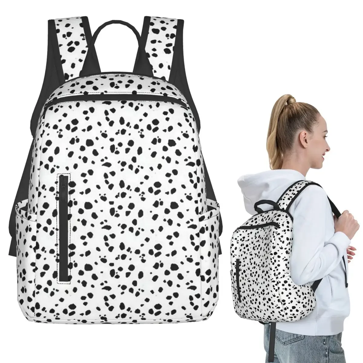 

Cute Spots Dots Dalmatian Dog Print Backpack Student Boys Girls BookBag Children School Bag Laptop Shoulder Bags for Men Women