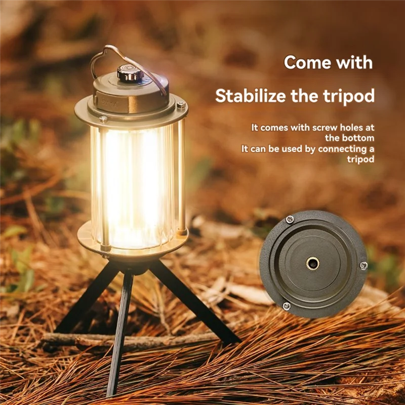 ABAC-Portable LED Flashlight Handheld Camping Light USB Rechargeable 3 Color Light Source Waterproof Outdoor Lantern