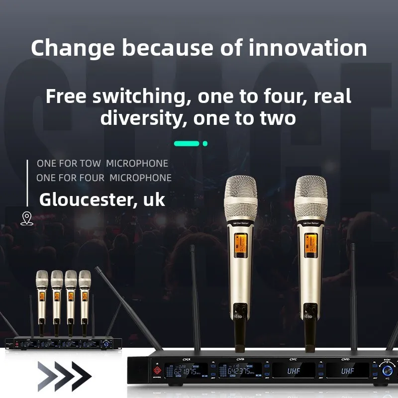 Professional long-distance one-to-four wireless microphone outdoor stage performance