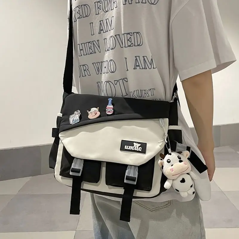 

Nylon Handbags Shoulder Bag Large Capacity Crossbody Bags for Teenager Girls Men Harajuku Messenger Bag Student School Bags Sac