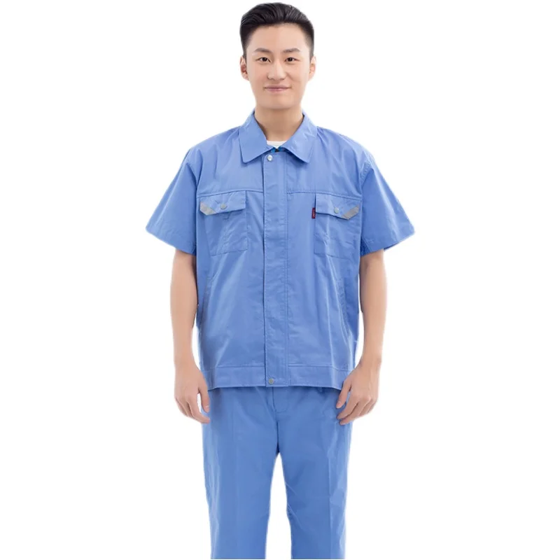 Food factory work clothes short sleeve workshop processing plant men and women with the same sanitary dust-proof suit set toolin