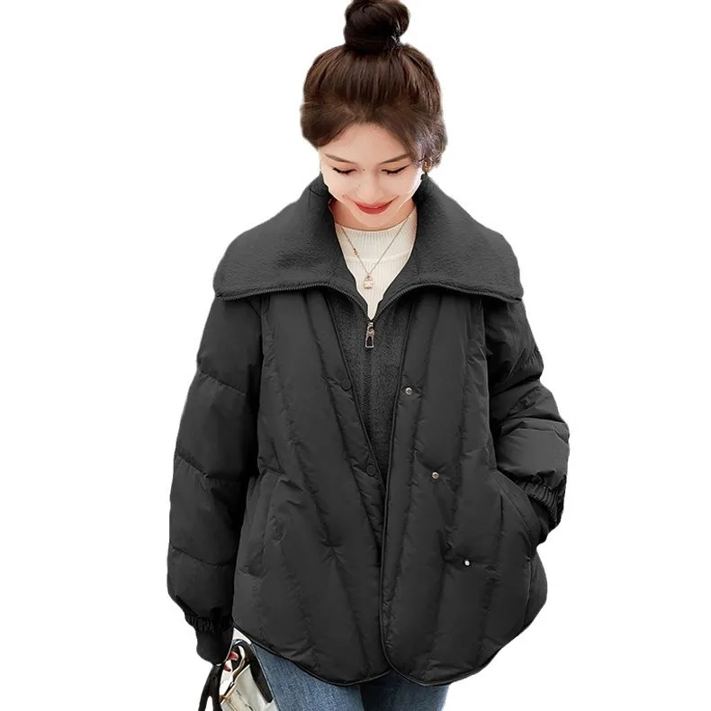 Piumino da donna finto in due pezzi di visone come piumino corto invernale Parka imbottito con piume d'anatra