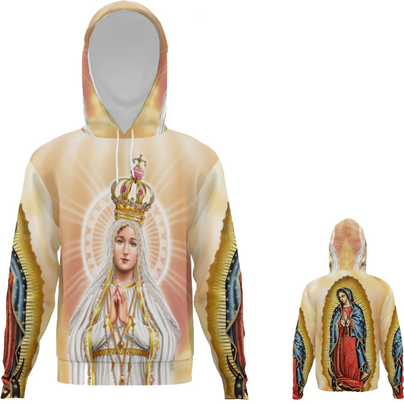 Fashion Cross Jesus Hoodies Virgin Mary 3D Print Men Women Streetwear Cool Y2k Hoodie Pullovers Hooded Sweatshirts Kid Clothing