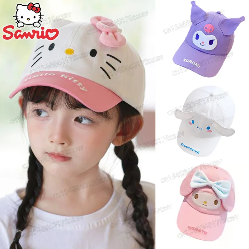 

New Sanrio Baseball Cap Spring Summer Girls Hello Kitty Melody Cute Sunblock Hat Kawaii Kids Journey Camp Out Peaked Cap Gift