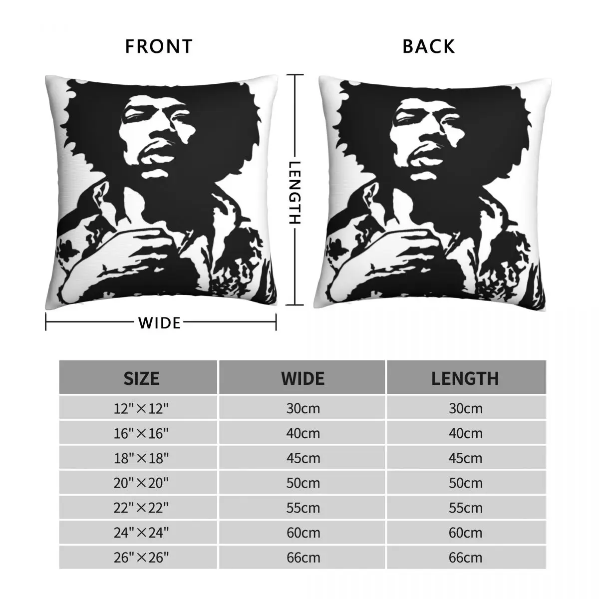 Jimi Hendrix Pillowcase Polyester Linen Velvet Creative Zip Decor Room Cushion Cover 45x45